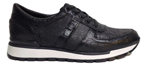 Zapato Sneakers Tenis Avestruz/cocodrilo Piel Genuina