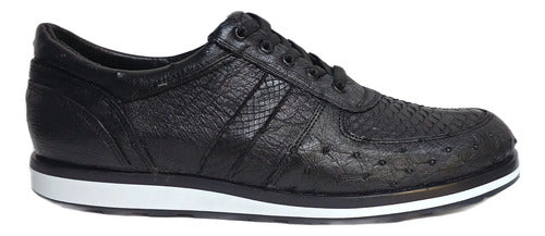 Tenis Sneakers Zapato Urbano Avestruz/ Python Piel Genuina