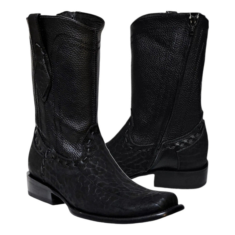 Bota Vaquera Urbana Piel Cuello De Toro 100% Estilo Dubai