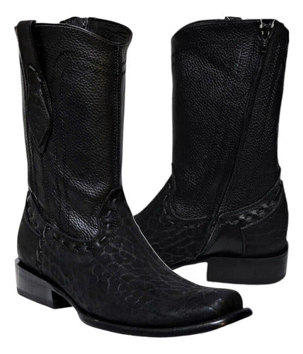 Bota Vaquera Urbana Piel Cuello De Toro 100% Estilo Dubai